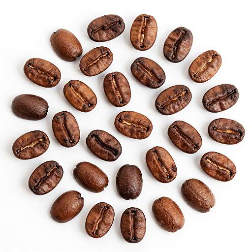 Roasted Coffee Beans on White
