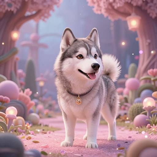 Hyper Realistic Magical Husky Wonderland