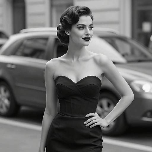 Elegant Woman in Classic Black-and-White Photo