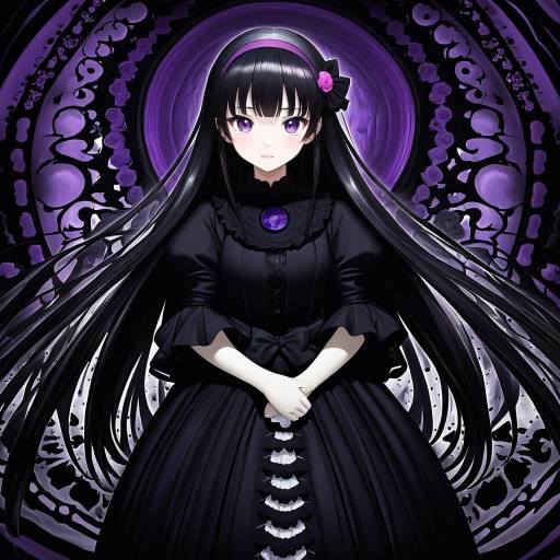 Illustration of Akemi homura (black dress), mahou shoujo madoka magica in the style of Yamanashi taiki