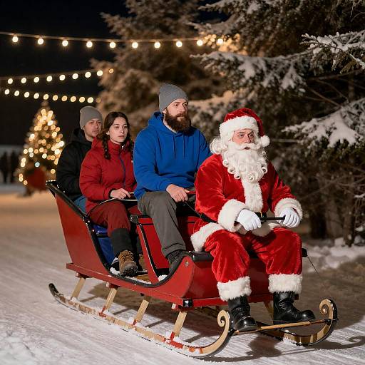 Nighttime Christmas Sleigh Ride with Santa