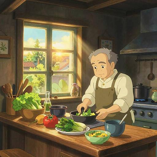 Cozy Studio Ghibli Kitchen Scene
