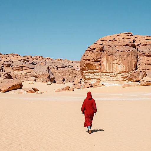 Lone Traveler in Desert Landscape