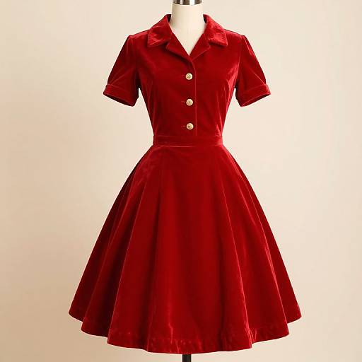 Vintage 1950s Red Velvet Dress