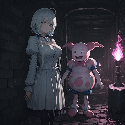 Illustration of Mr. mime, pokemon in the style of Misaki nonaka