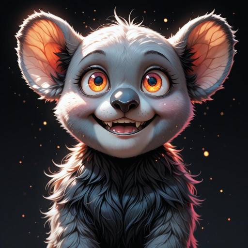 Joyful Cartoon Koala on Black Background