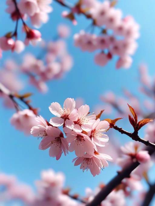 Pink Cherry Blossom Flowers on Branch