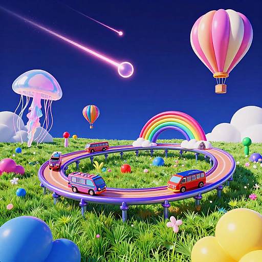 Surreal Neon Rollercoaster Adventure