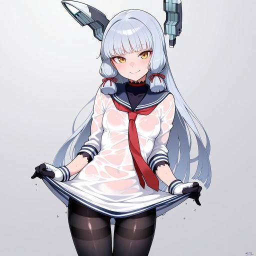 Charming Sailor Girl in Wet Clothes