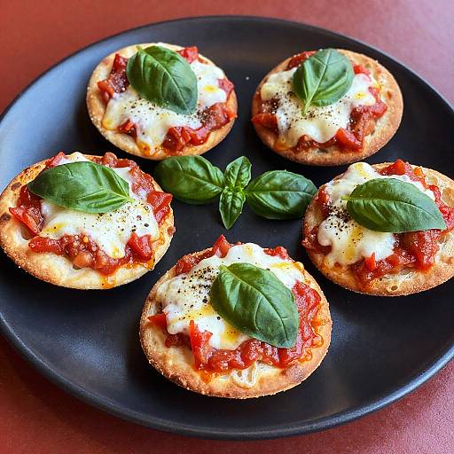 Mini Pizza Bites on Black Plate
