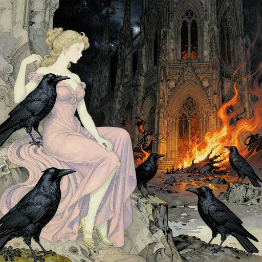 Eerie Cathedral with Bold Color Contrast