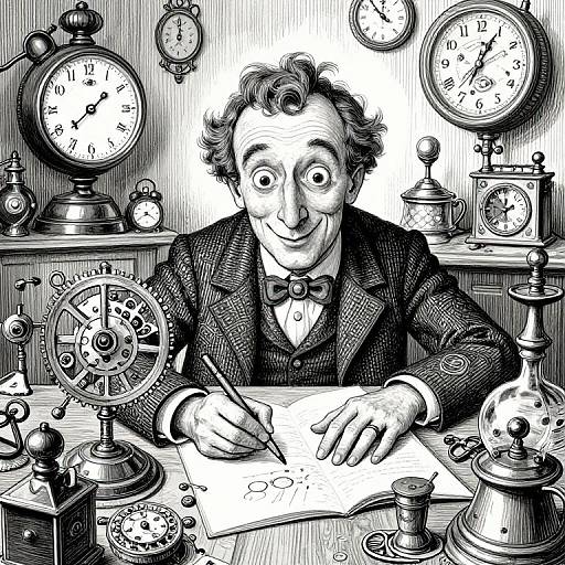 Whimsical Inventor in Victorian Clockwork