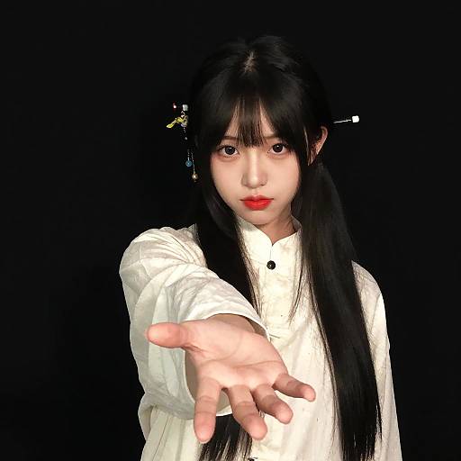 Reaching Girl in Chinese Attire