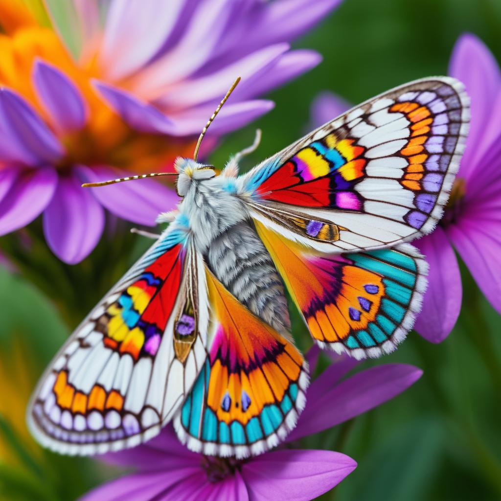 Stunning Macro Shot of Moth on Flower