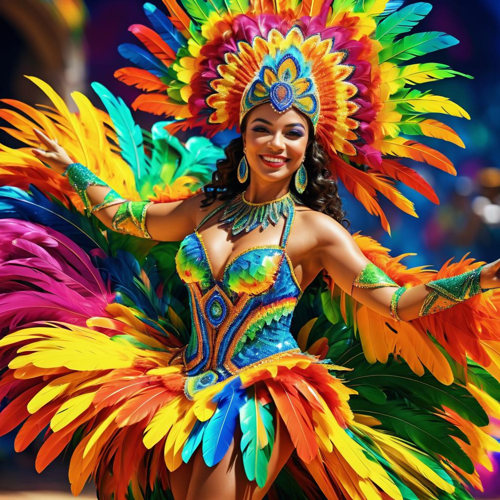 Vibrant Samba Dancer at Rio Carnival