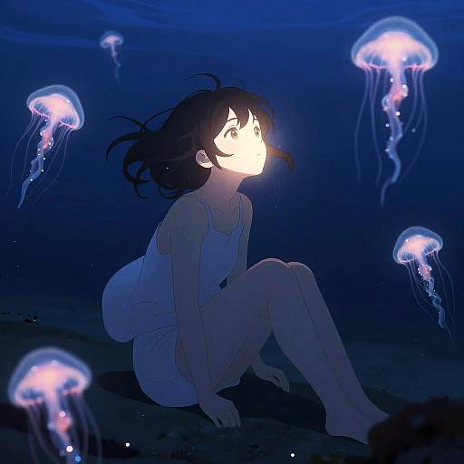 Ethereal Anime Girl Underwater Scene
