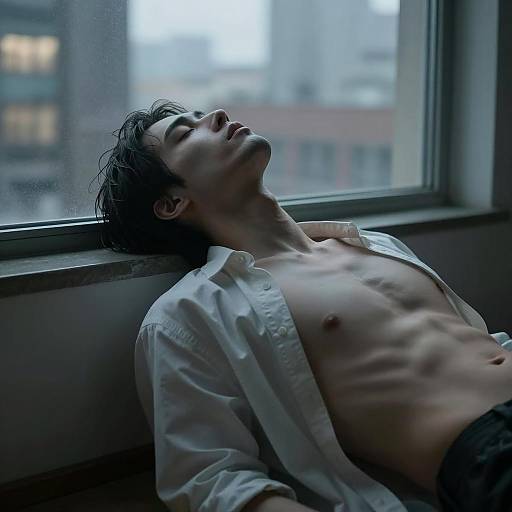 Pensive Man in Urban Night Scene