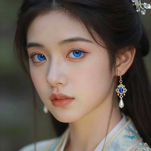 Serene Portrait with Sapphire Eyes
