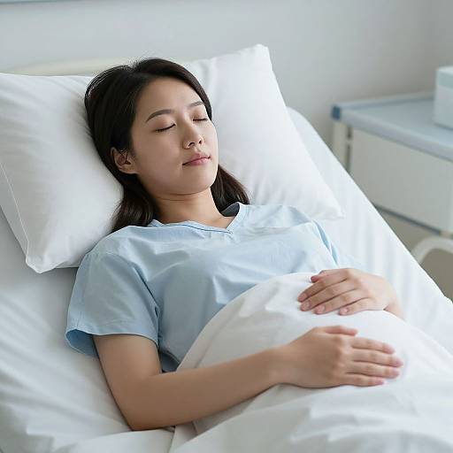 Serene Woman Resting in Hospital Bed