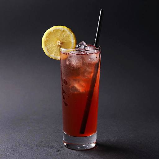 Sparkling Red Drink with Lemon Slice