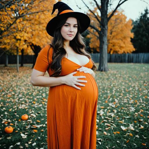Pregnant Woman in Halloween Witch Costume