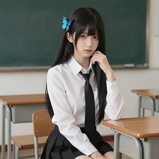Anime Girl in Classroom Setting