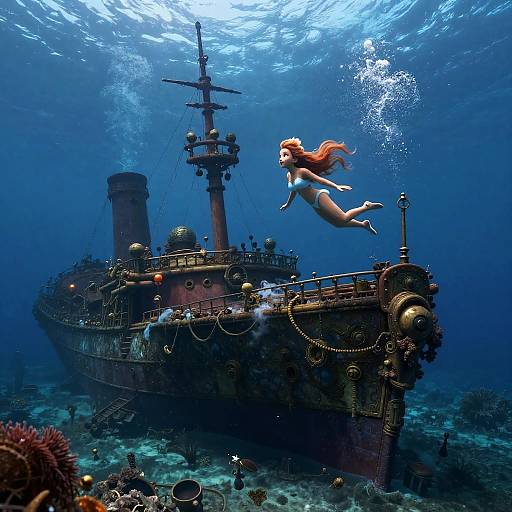 Deep Sea Explorer at Ancient Shipwreck