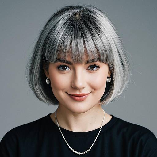 Chic Solo Portrait of Grey-Haired Girl