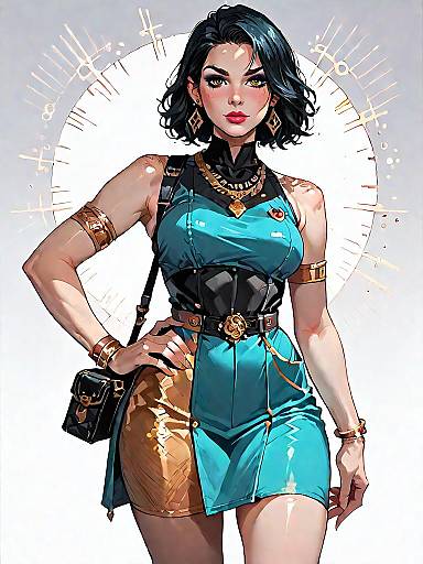 Glamorous Woman in Metallic Outfit