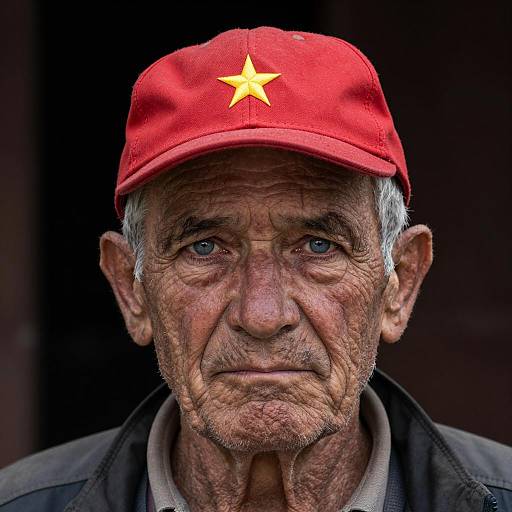 Elderly Man with Blue Eyes and Cap