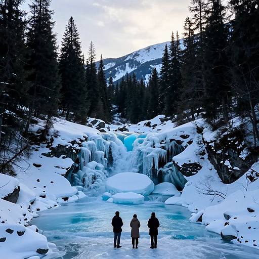Turquoise Ice Cascades Between Valleys