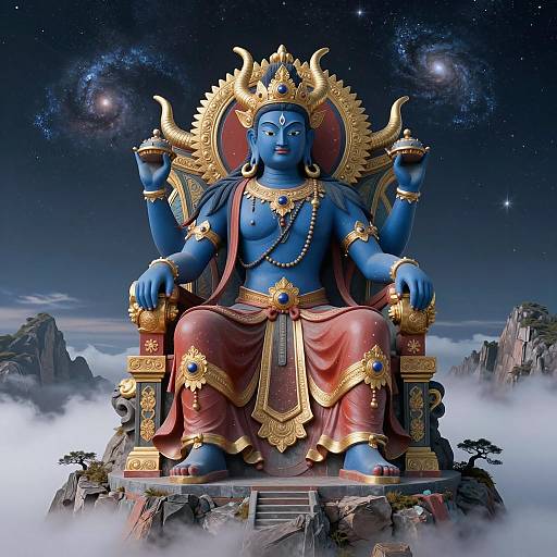 Majestic Cosmic Deity on Mountain Throne