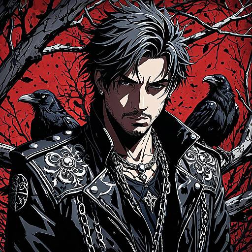 Stoic Male in Dark Gothic Anime Art