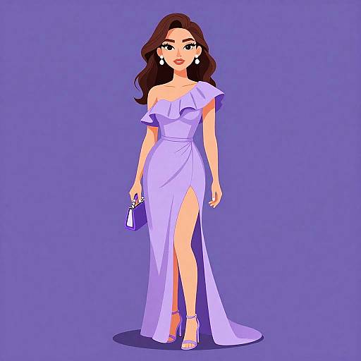 Elegant Lavender One-Shoulder Maxi Dress