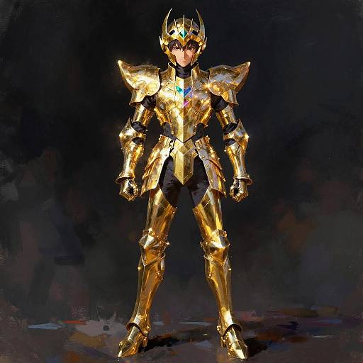 Anime Celestial Knight in Glowing Armor