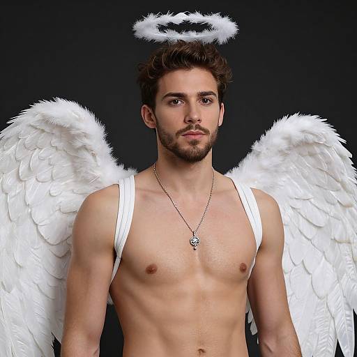Realistic Male Archangel with Wings