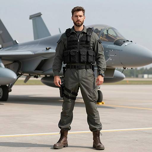 Realistic Male Fighter Pilot in Tactical Gear
