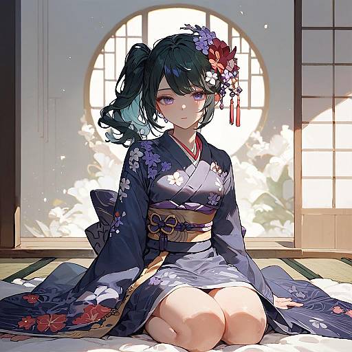 UbelFrieren in Floral Kimono Pose