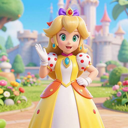 Realistic Princess Peach Costume in Sunny Garden