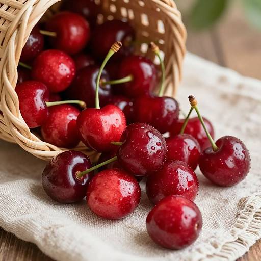 Fresh Cherries Spilling from Basket