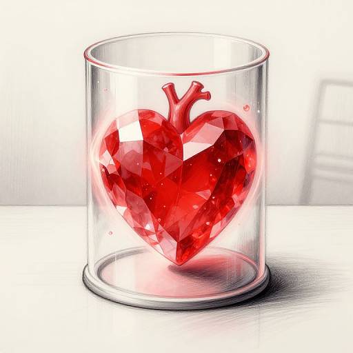 Red Crystalline Heart Sketch