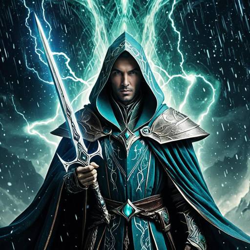 Fantasy Warrior in Ethereal Cloak with Sword