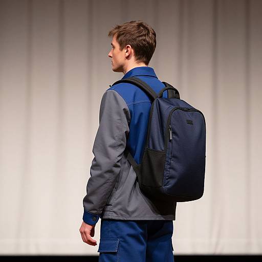 Man with Backpack on Stage