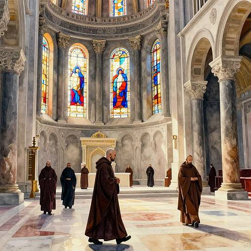 Watercolor Interior of Constantinr Cathedral