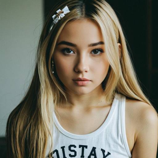 Realistic Portrait of Lil Tay in Tank Top