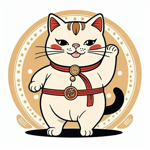 Chubby Cat on Horse in Retro Style