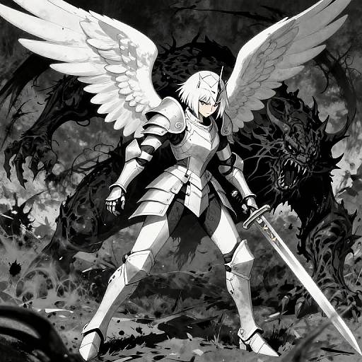 Armored Angel Slaying Shadow Monster