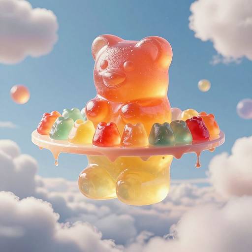 Surreal Floating Gummy Bear Platform
