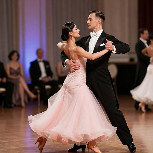 Elegant Ballroom Dance in Pale Pink