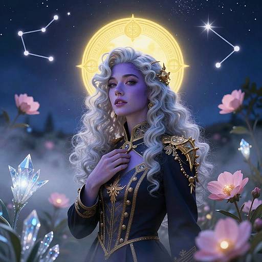 Surreal Portrait of Elysia in Moon Garden